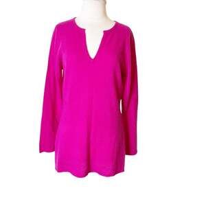 NWT Claudia Nichole Fuschia pink cashmere bell sleeve tunic sweater